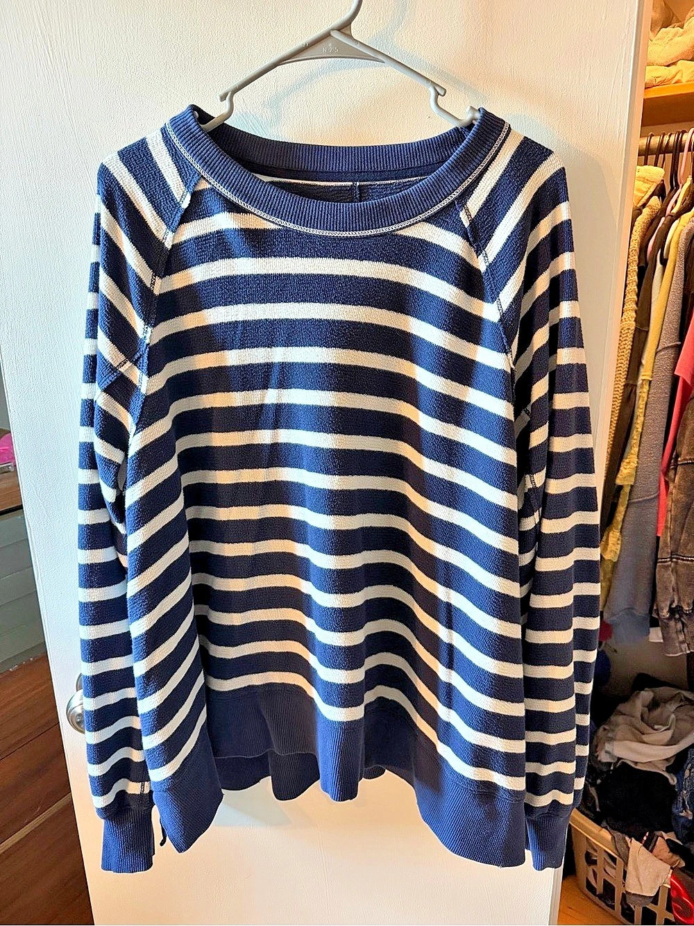 Aerie Oversized Striped Long Sleeve Top Medium